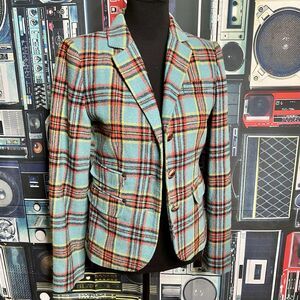 VINTAGE FILLMORE STUDIO CALIFORNIA Blazer Wool Blend Plaid Jacket Medium